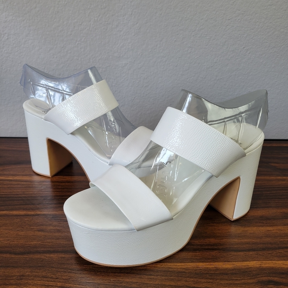 JEFFREY CAMPBELL // ltd ed denate platform block heeI white crinkle patent - Picture 10 of 12